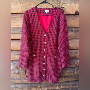 Lena size xxl Red and Black Houndstooth Coat